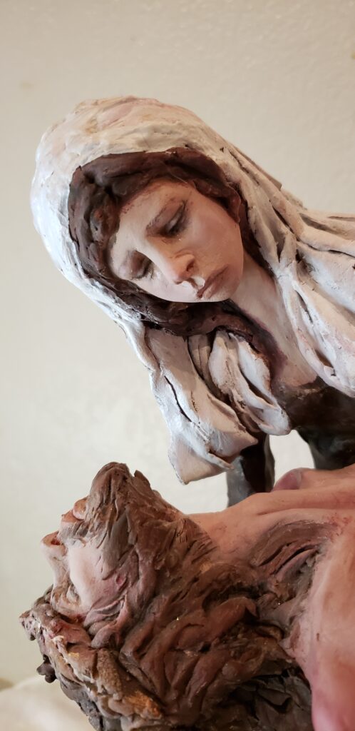 Jesus and Mary sculpted by Valerie Hull